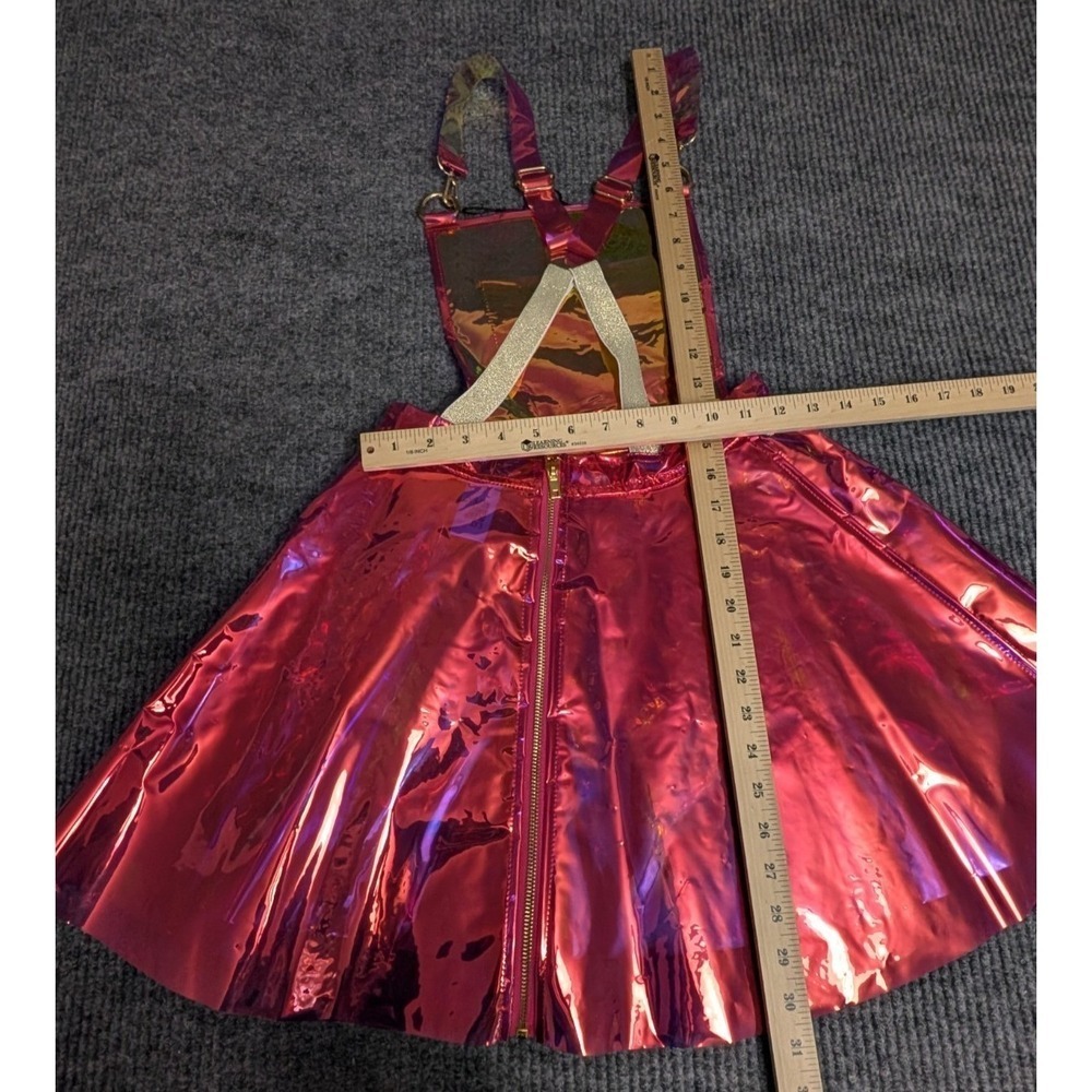 Dolls Kill Club Exx Holographic Overall Dress Womens S Pink Rave Party Cyberpunk - Picture 9 of 9
